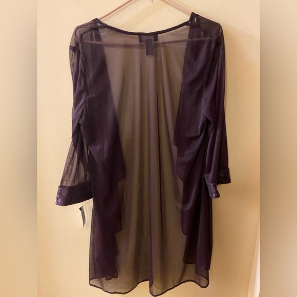 R&M Richards open front plum/sheer cardigan - size 16 - NWT - Picture 10 of 12